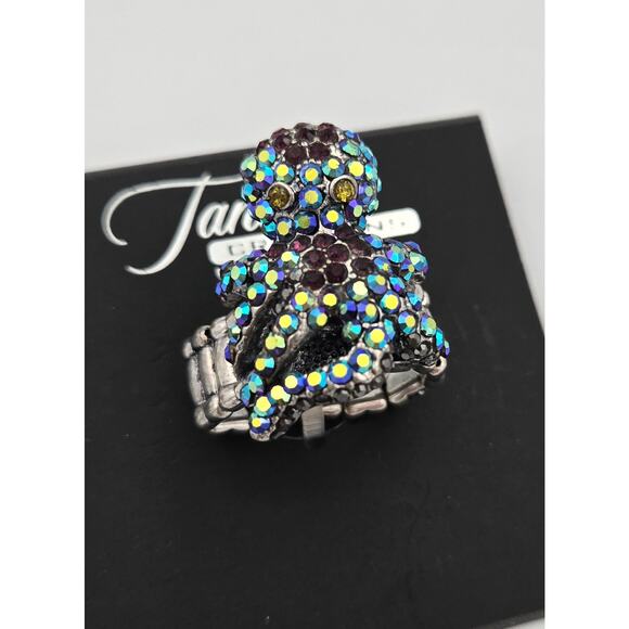 Tanya Creations Rhinestone Octopus Ring with Silver Tone Stretchy Band - Picture 4 of 8